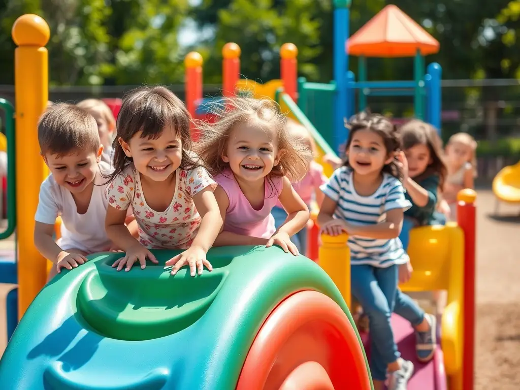 An image of children participating in motor skill development exercises, such as gymnastics or obstacle courses.