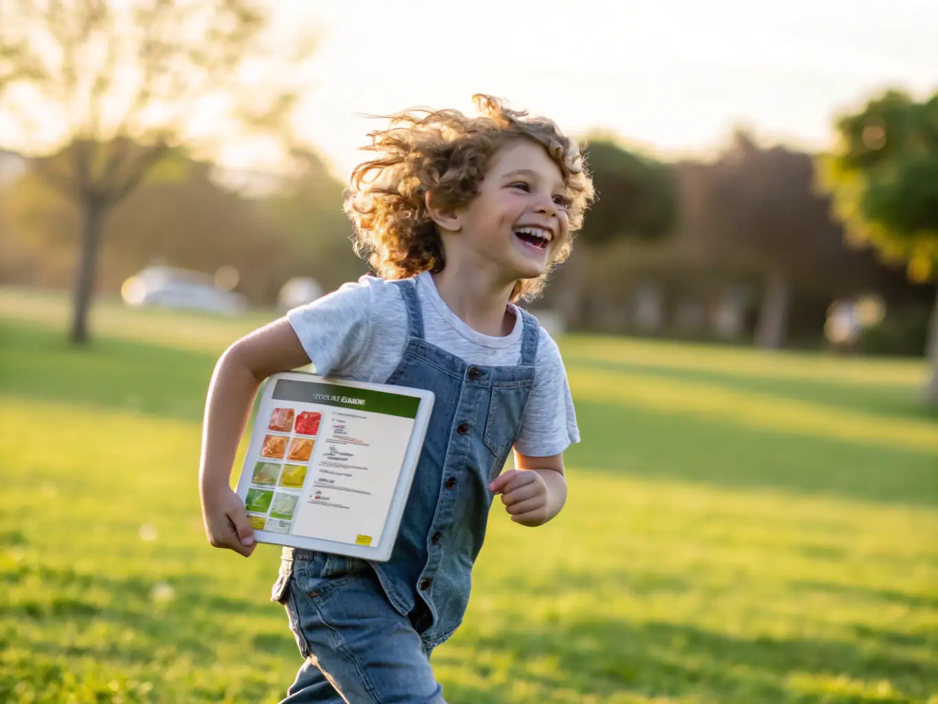 A child smiling confidently after completing an obstacle course, highlighting personal growth and achievement.